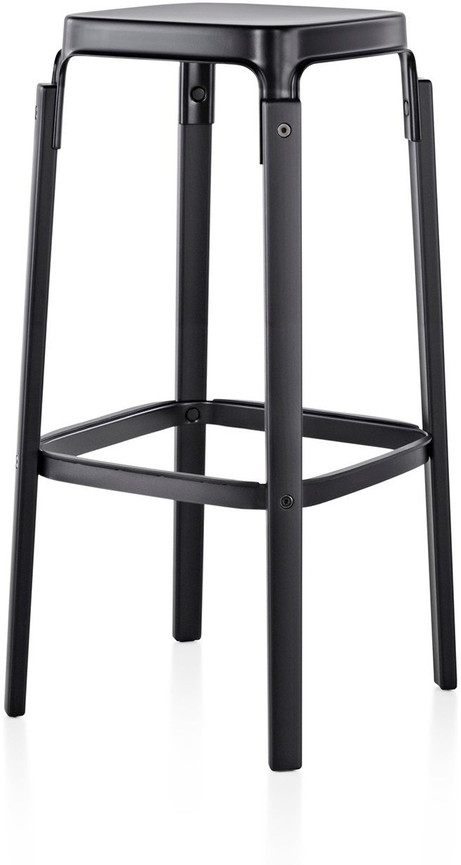 Stołek barowy Steelwood 78 cm nogi czarne siedzisko czarne