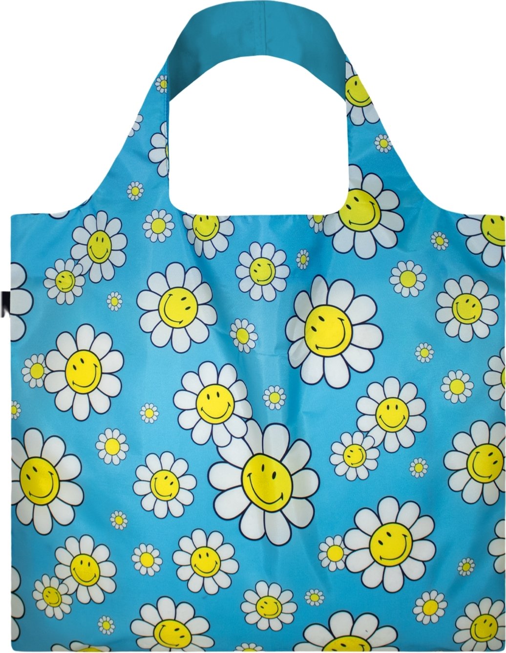 Torba LOQI Artist Smiley Flowers S niebieska z recyklingu