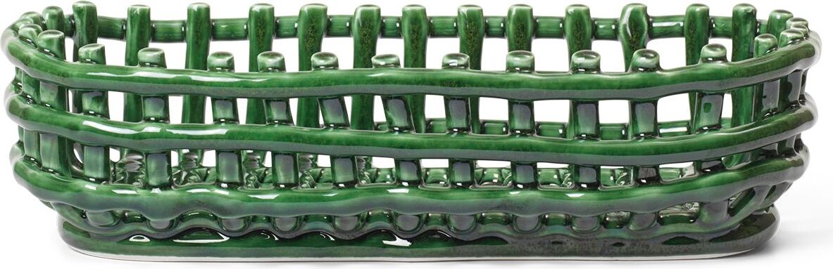 Kosz do przechowywania Ceramic owalny 15 x 30 cm szmaragdowy