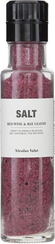 Sól z czerwonym winem i liśćmi laurowymi z młynkiem Nicolas Vahe