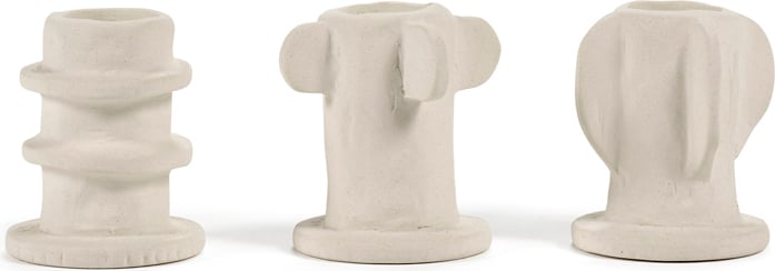 Świeczniki na klasyczne świece Molly 6,5 cm beżowe 3 szt.