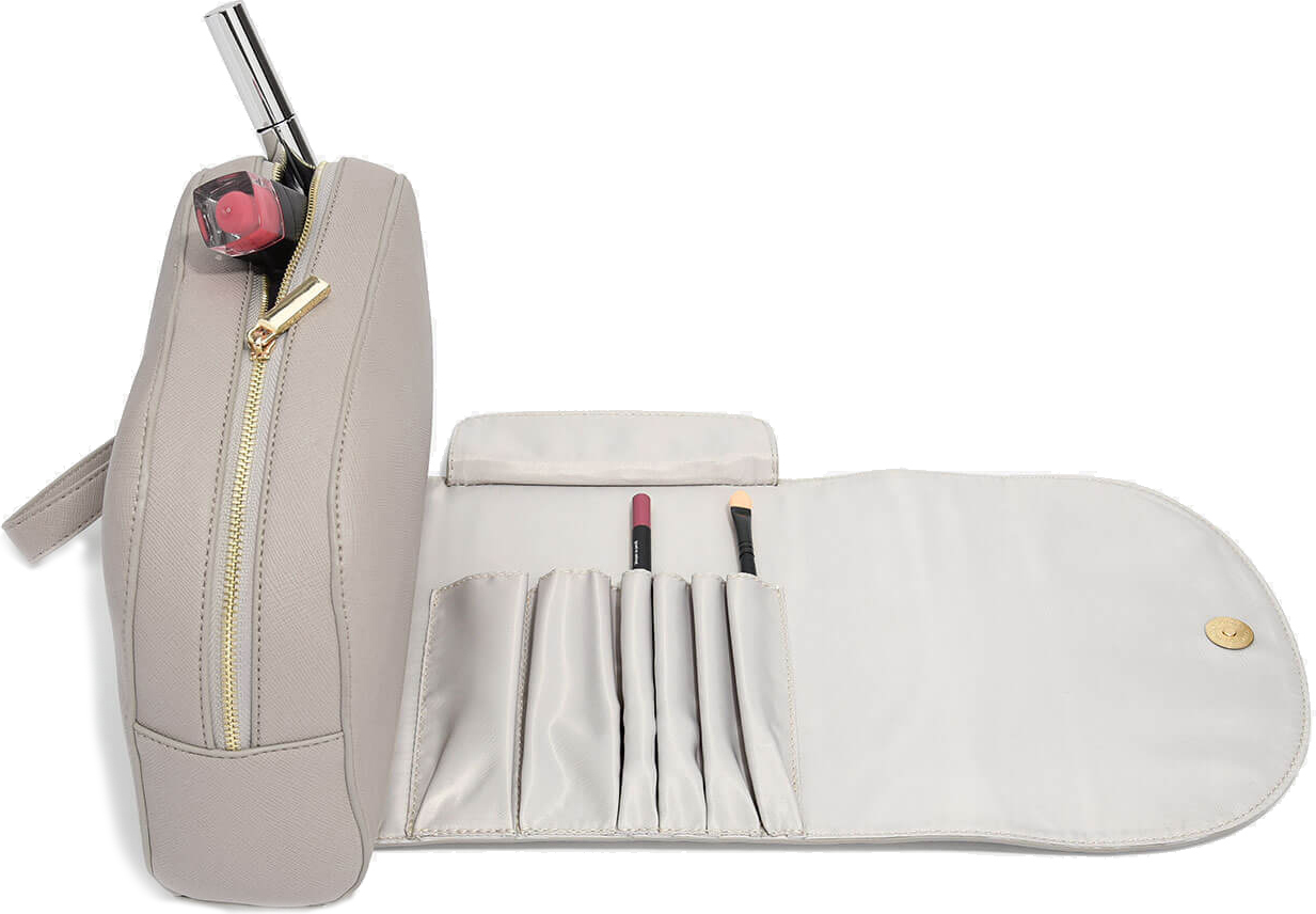 Kosmetyczka Stackers z kieszeniami na pędzle taupe