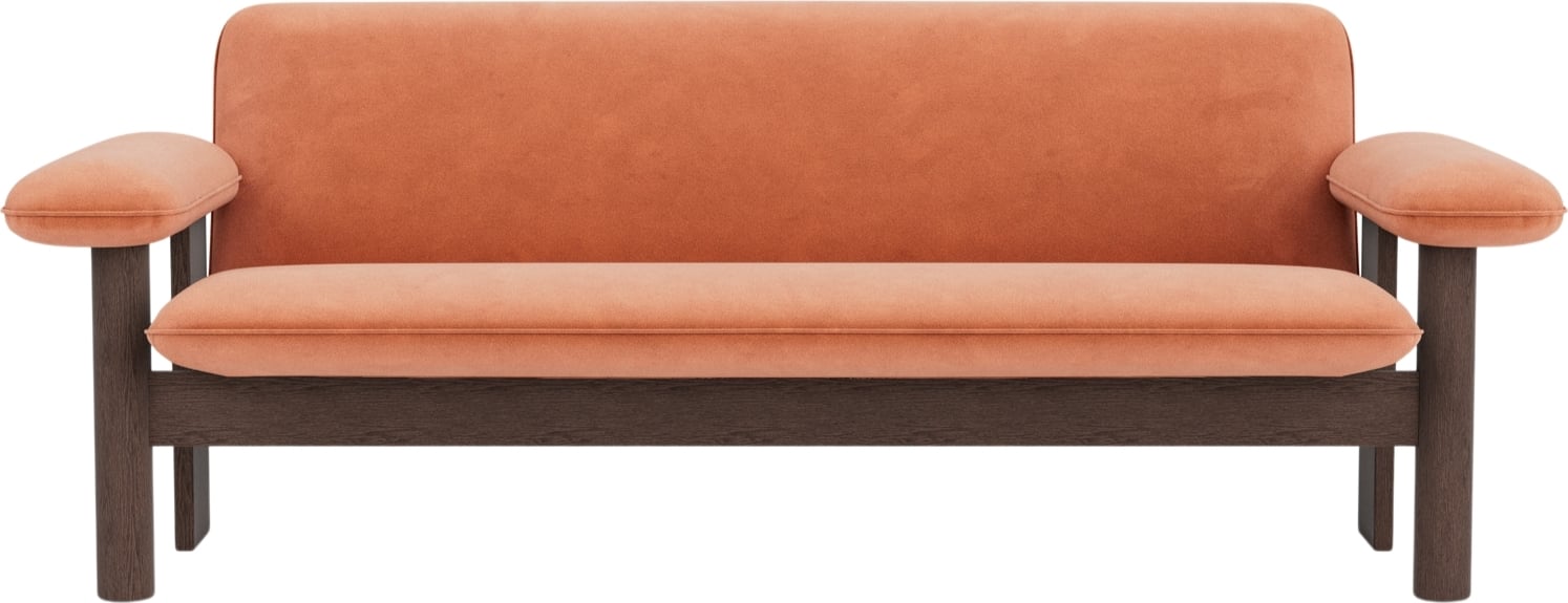 Sofa dwuosobowa Brasilia różowa na ciemnych dębowych nogach