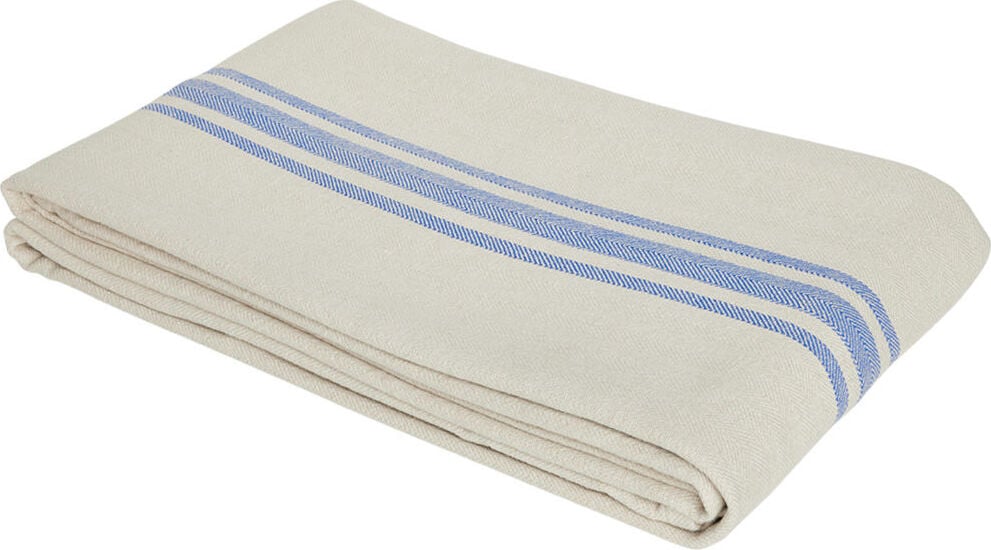 Obrus Linu 140 x 260 cm beżowo-niebieski