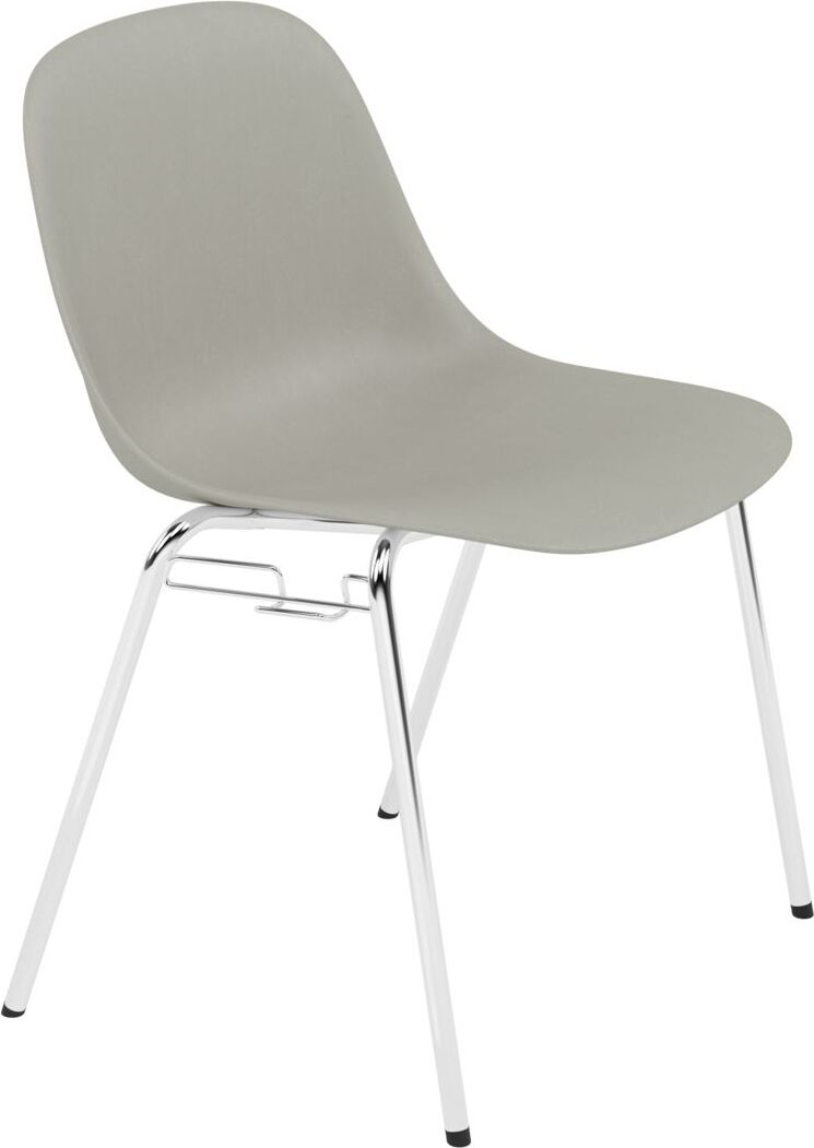 Krzesło Fiber A Base szare na chromowanych nogach z łącznikiem
