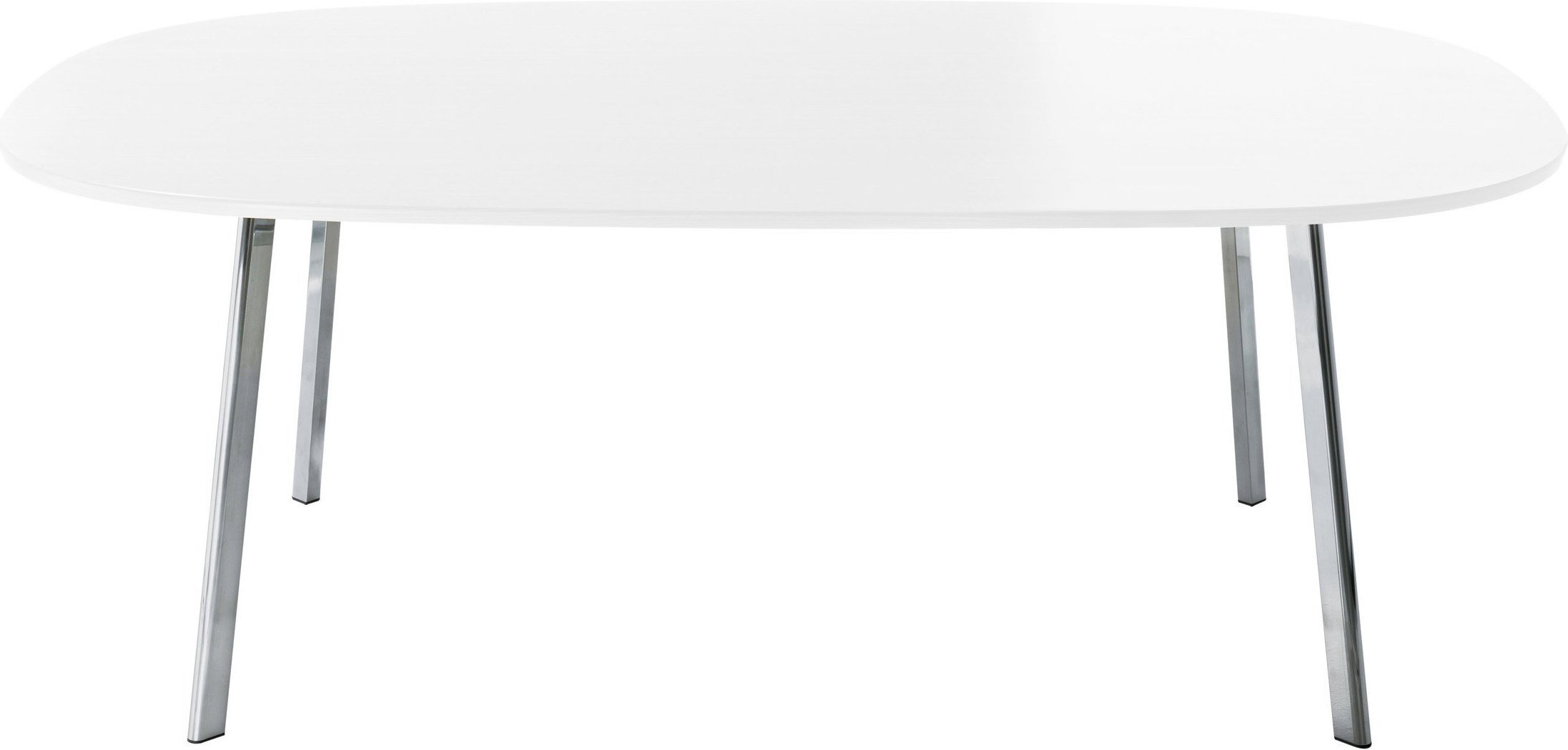 Stół owalny Deja-vu 200 x 120 cm biały blat z HPL 12 mm