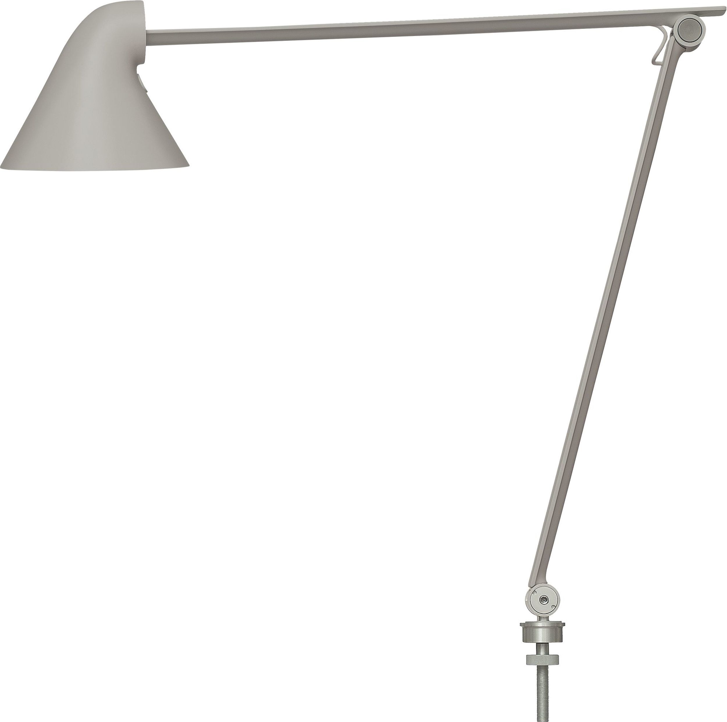 Lampa biurkowa NJP LED 3000 K jasnoszara z mocowaniem do blatu o średnicy 40 cm