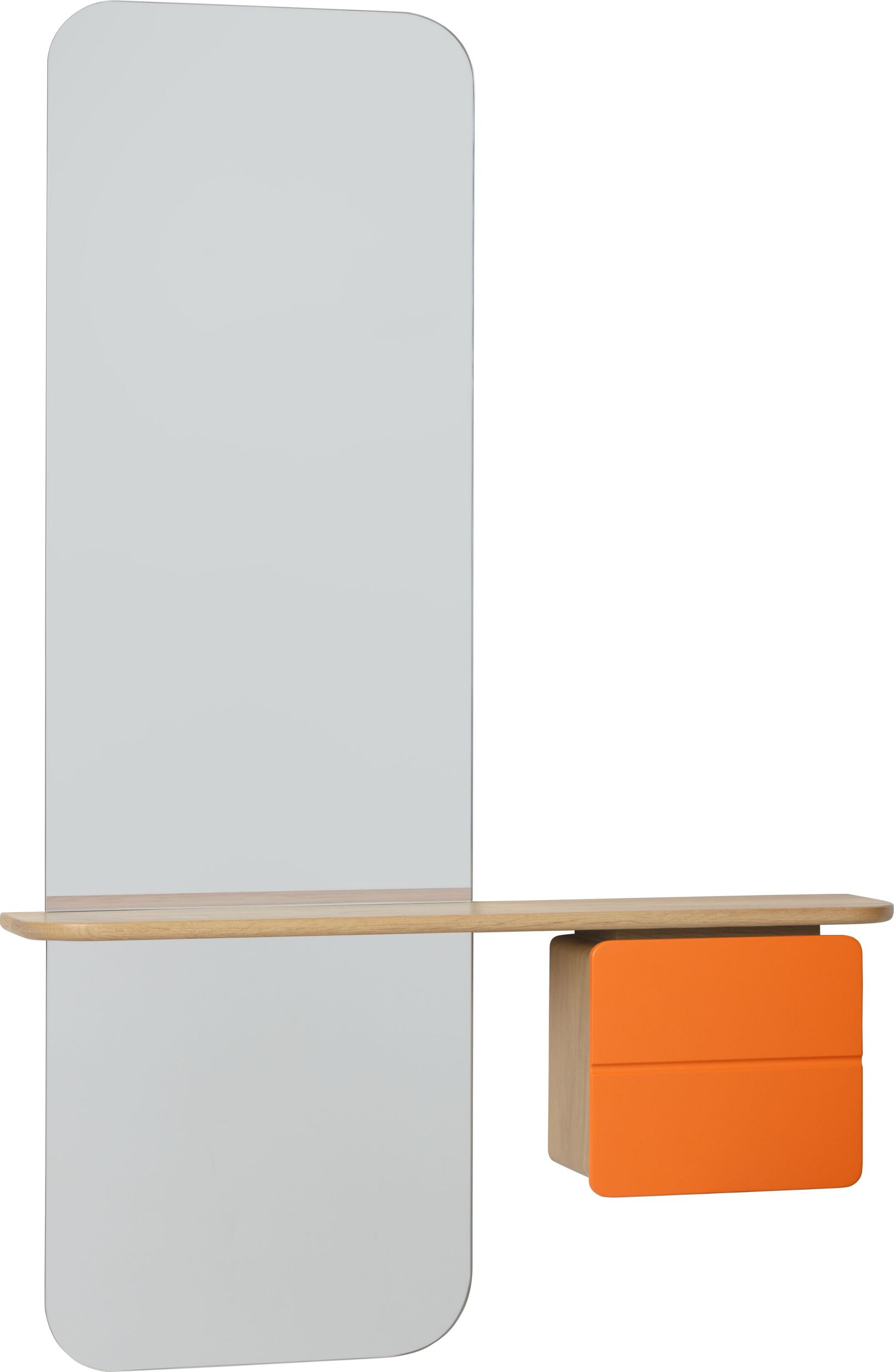 Lustro z półką One More Look naturalny dąb szafka pomarańczowa