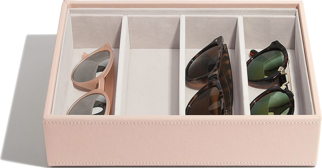 Pudełko na okulary Stackers Classic 4 komorowe jasnoróżowe