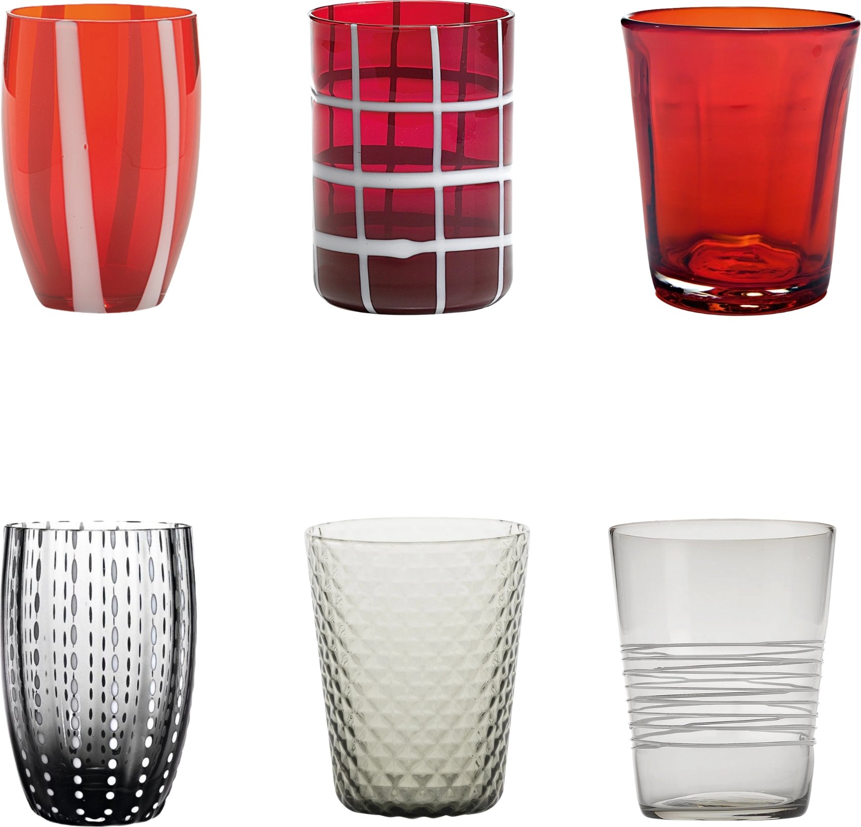 Szklanki Melting Pot szare i czerwone 6 szt.