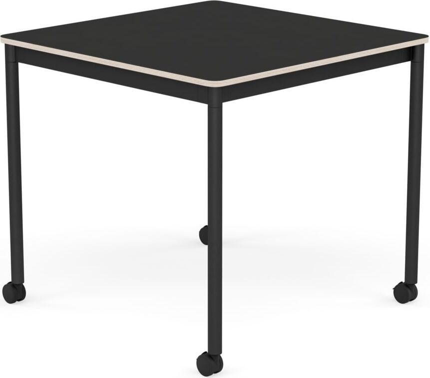 Stół na kółkach Base kwadratowy 80 cm czarny nanolaminat nogi czarne