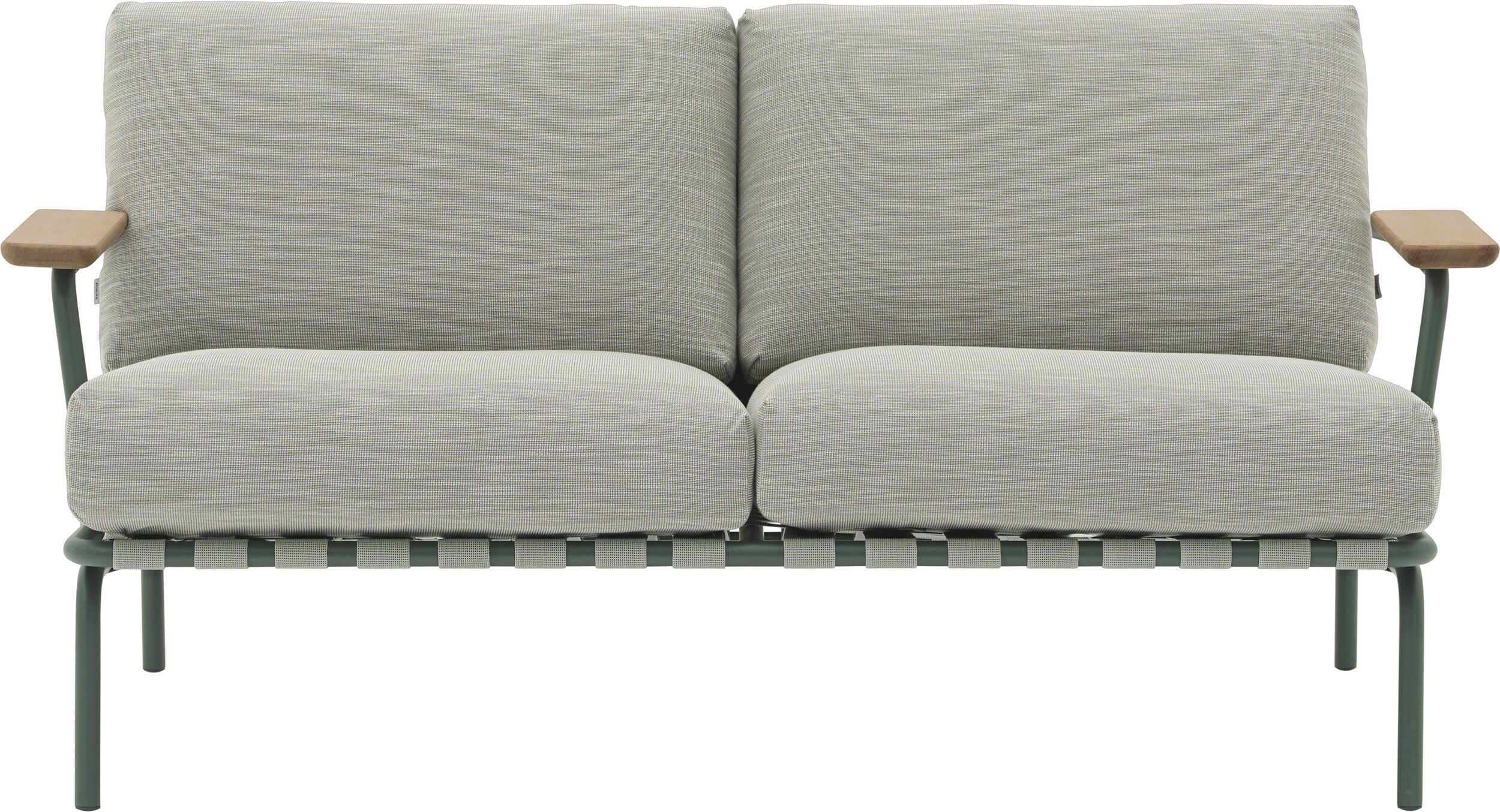 Sofa ogrodowa Settle brązowoszara dwuosobowa