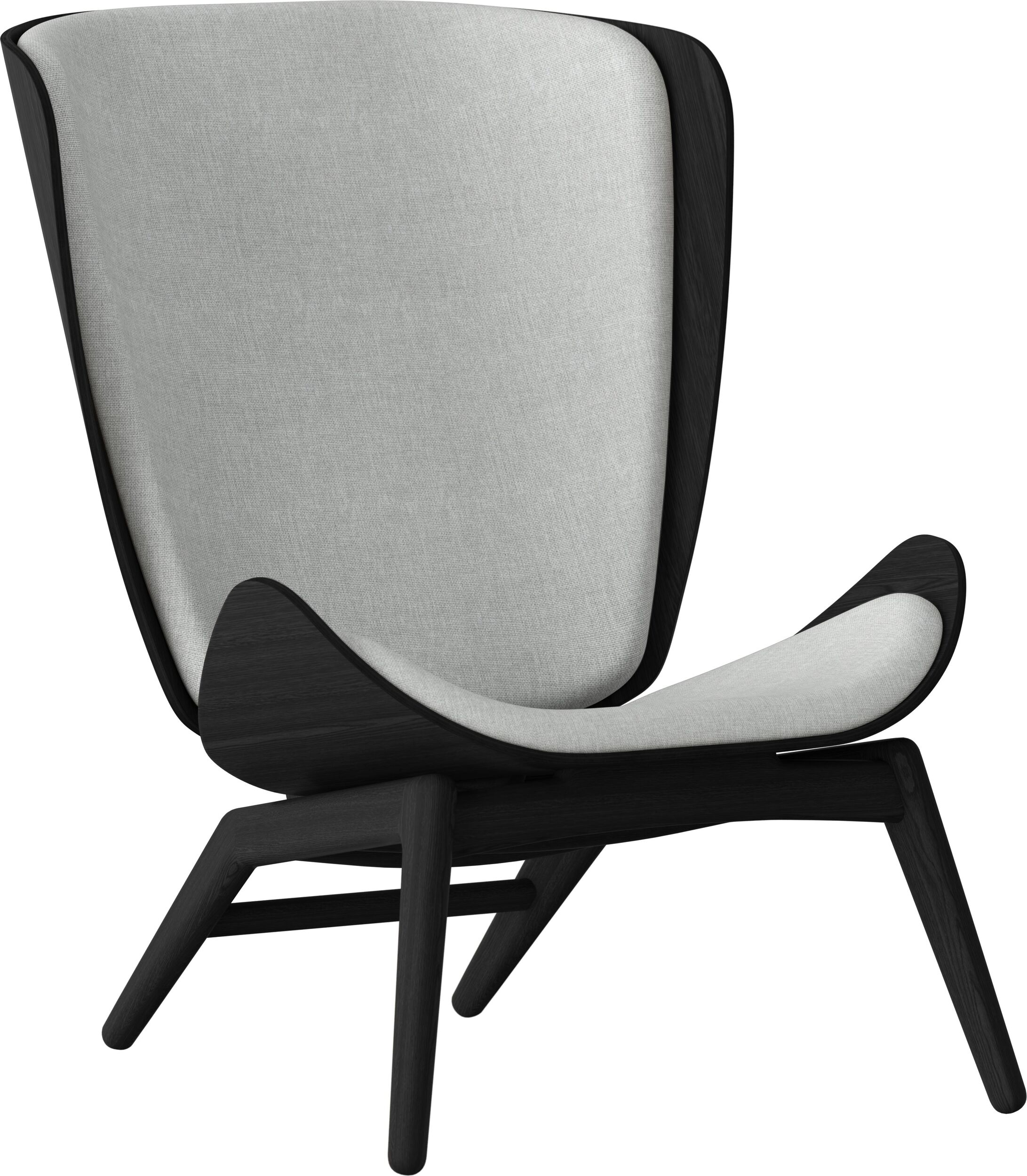 Fotel The Reader jasnoszary na czarnych dębowych nogach