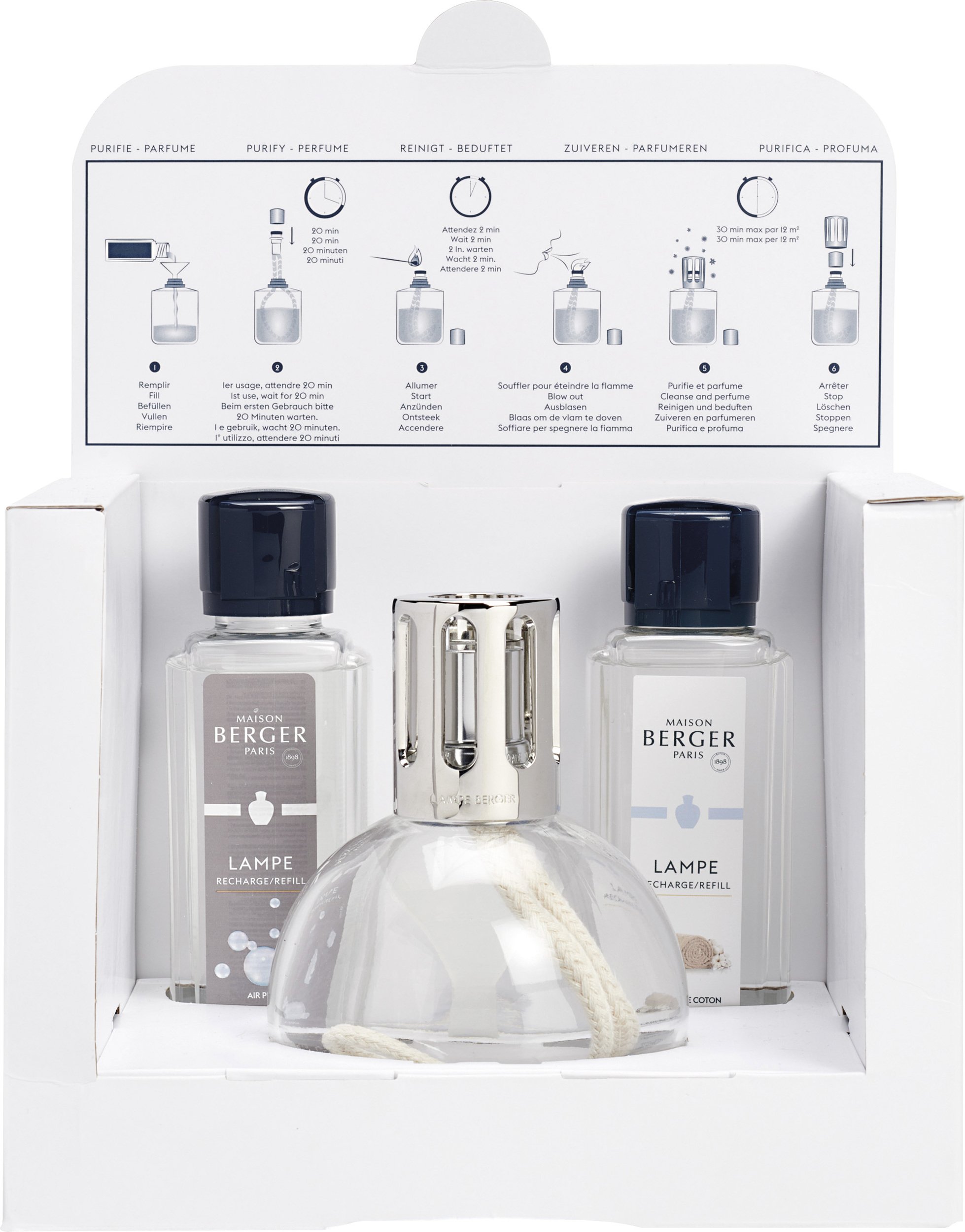 Lampa katalityczna Essentielle okrągła z zapachem Cotton Caress i neutralizatorem Air Pur