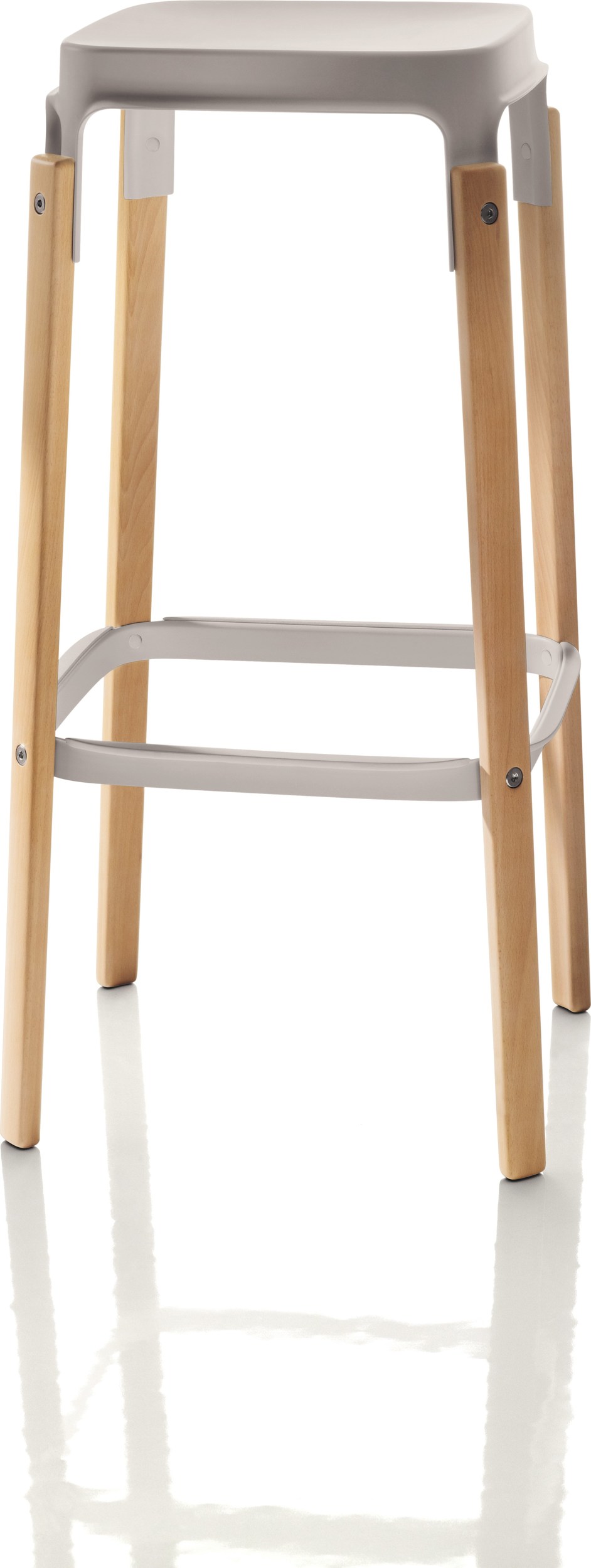 Stołek barowy Steelwood 78 cm nogi dąb siedzisko szare