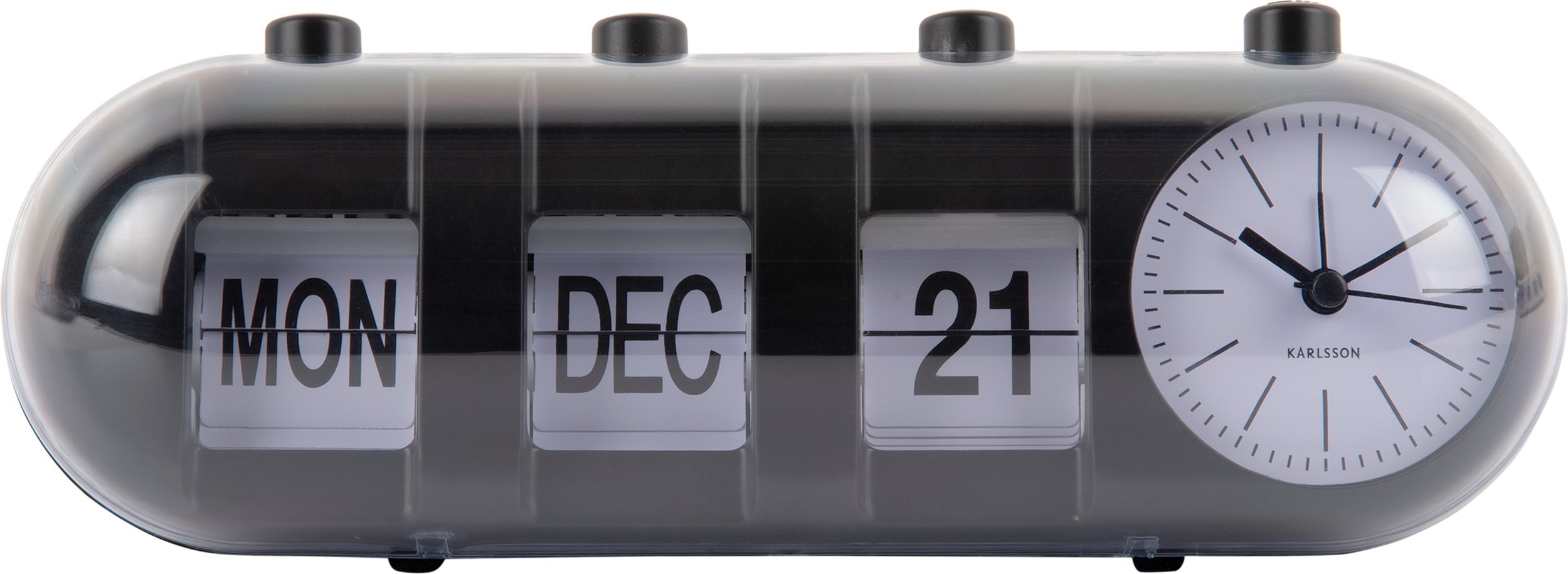 Budzik Retro Tube Calendar Flip czarny