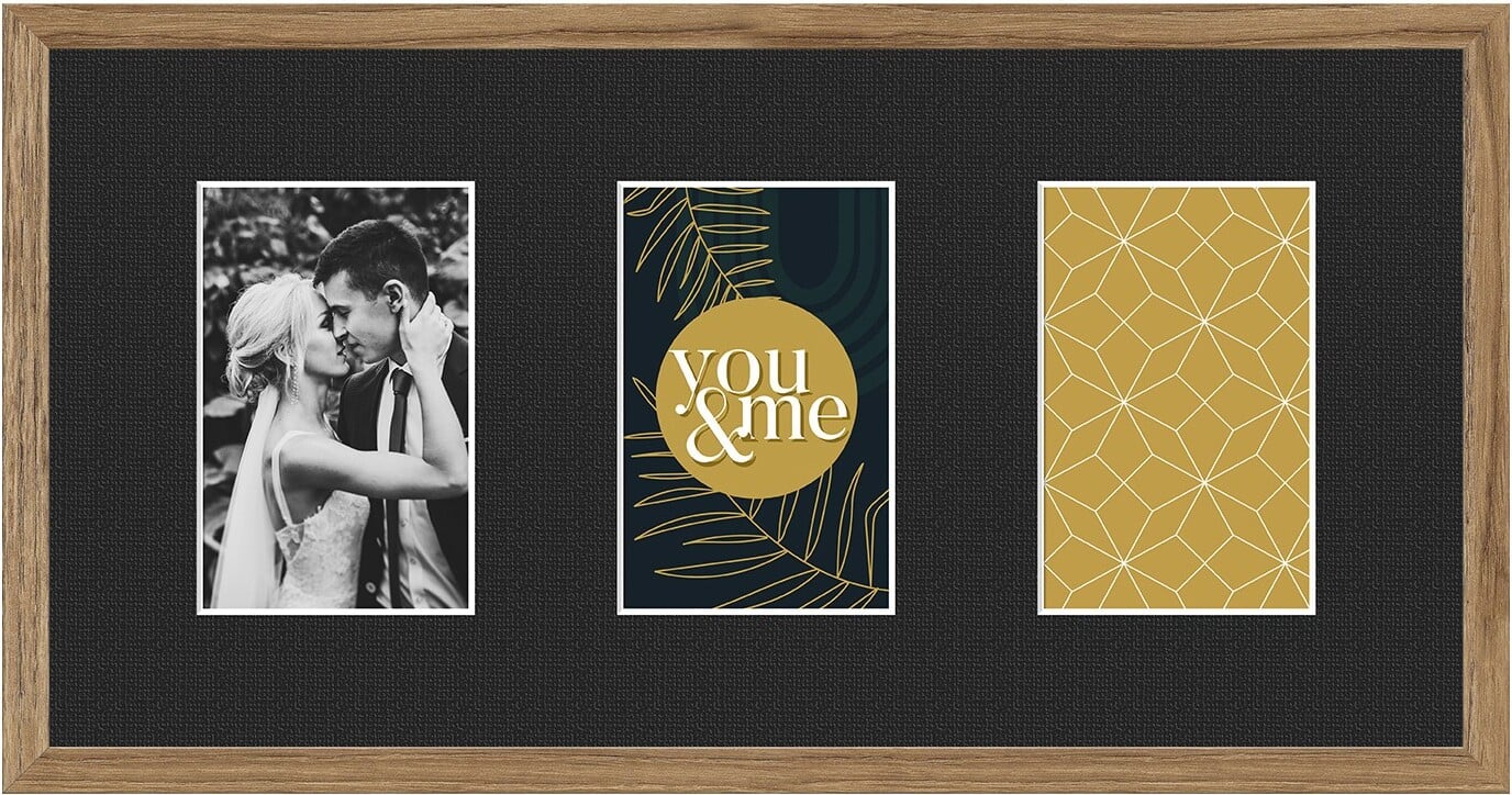 Ramka na 3 zdjęcia Kyoto 23 x 46 cm brązowa z czarnym passepartout