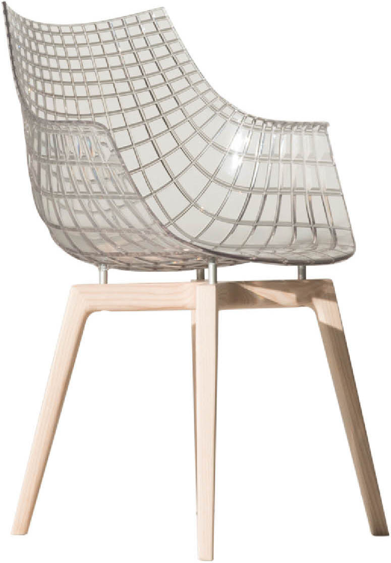 Krzesło Meridiana transparentne na drewnianych nogach
