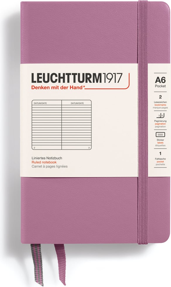 Notes w linię w twardej oprawie Leuchtturm 1917 A6 187 stron brudny róż 80 g/m²