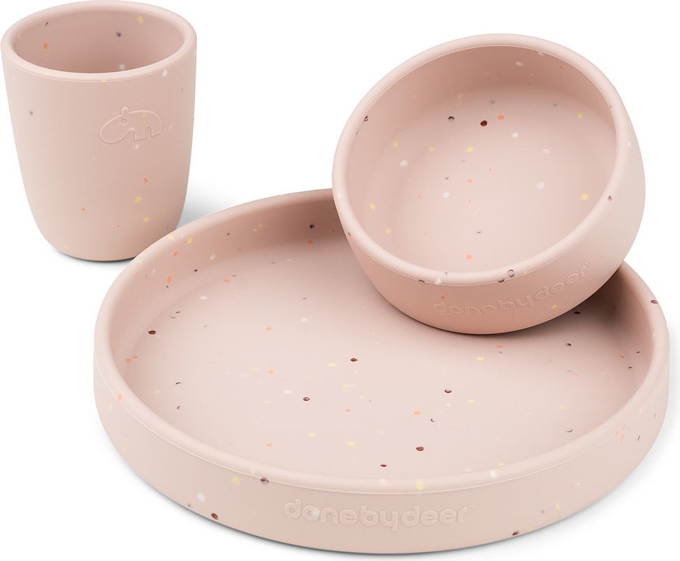 Naczynia dziecięce Confetti różowe 3 el.
