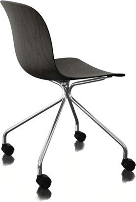 Krzesło Troy 4 star na kółkach sklejka chrom czarny buk