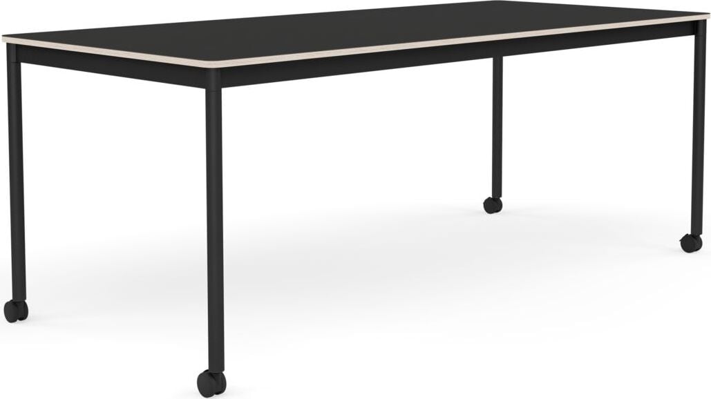 Stół na kółkach Base 85 x 190 cm czarny nanolaminat nogi czarne