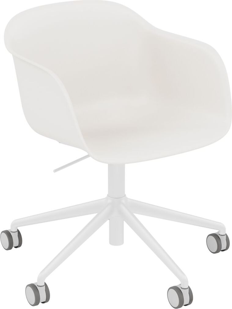 Fotel na kółkach Fiber Swivel biały na aluminiowych nogach z regulacją wysokości