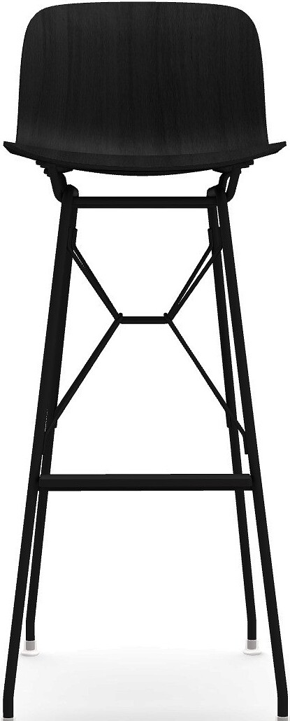 Stołek barowy Troy Wireframe czarny drewniany z czarną ramą