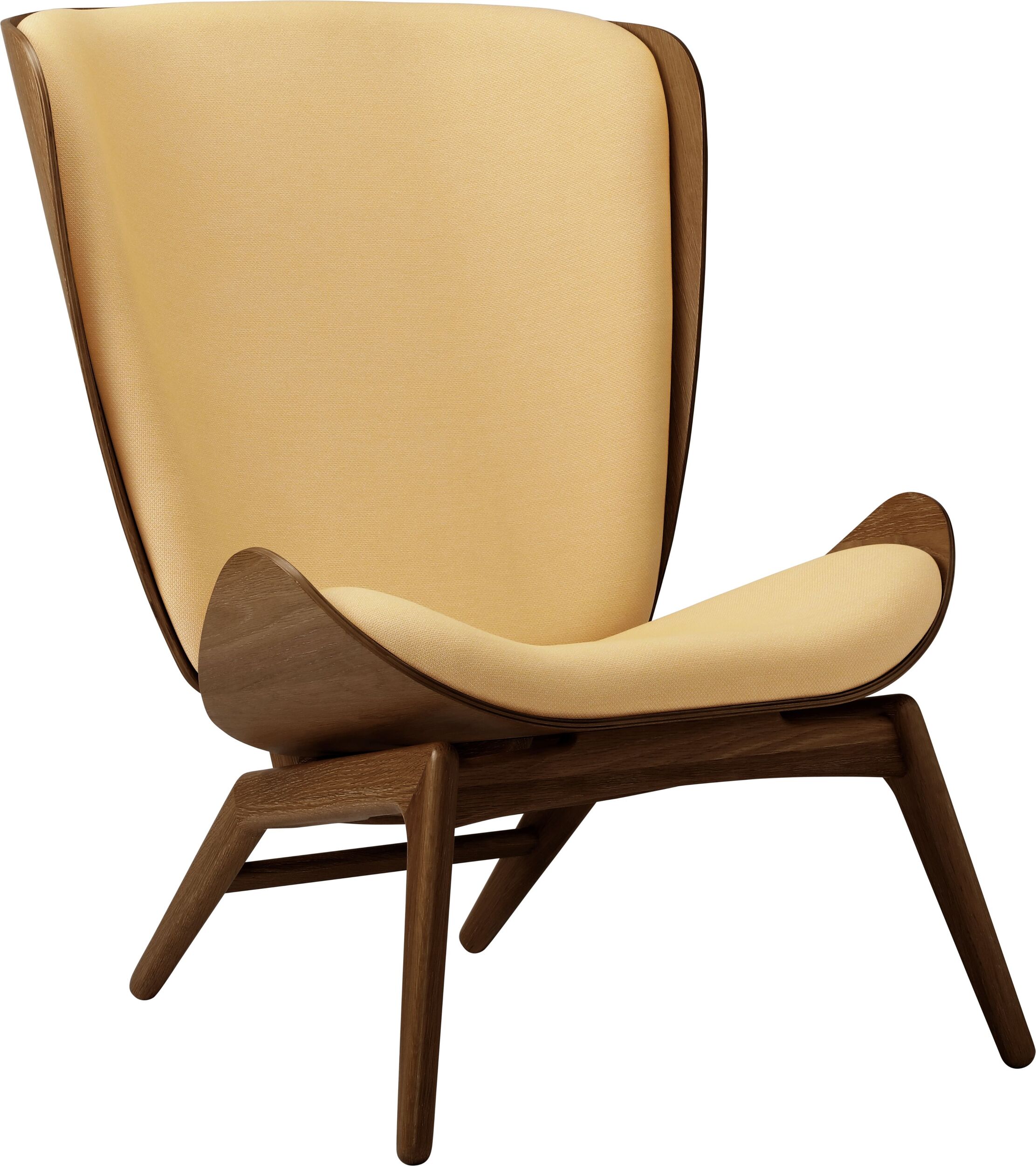 Fotel The Reader jasnobeżowy na ciemnych dębowych nogach