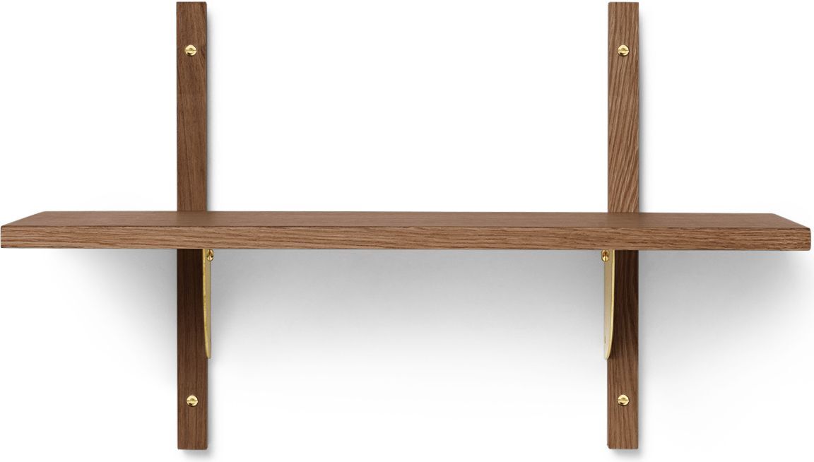 Półka Sector pojedyncza 54 cm ciemny dąb z mosiężnym mocowaniem