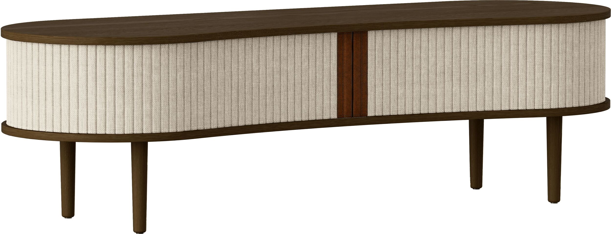 Szafka Audacious 140 cm jasnopiaskowa na ciemnych dębowych nogach