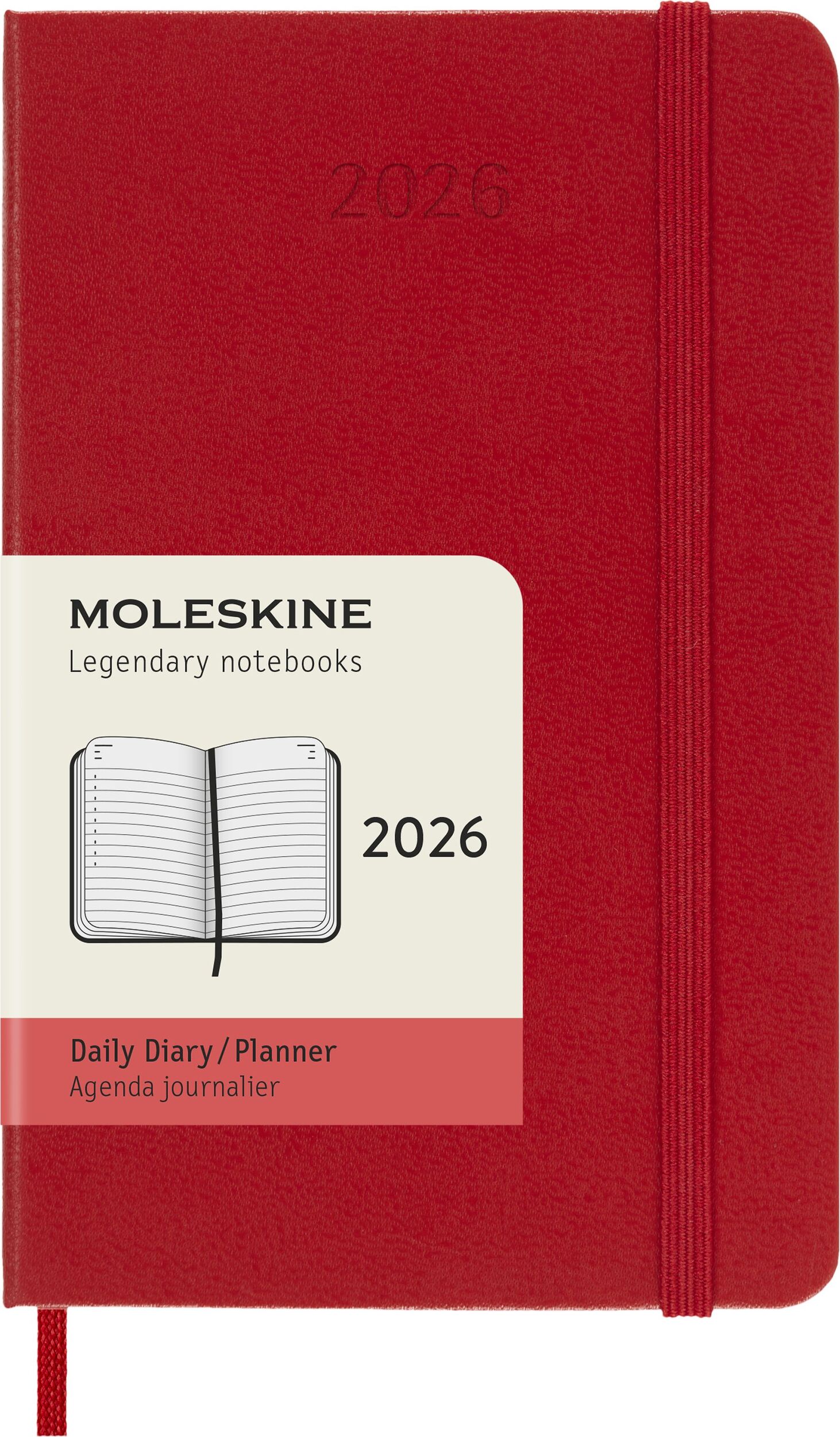 Kalendarz dzienny w twardej oprawie Moleskine 2026 12M P czerwony