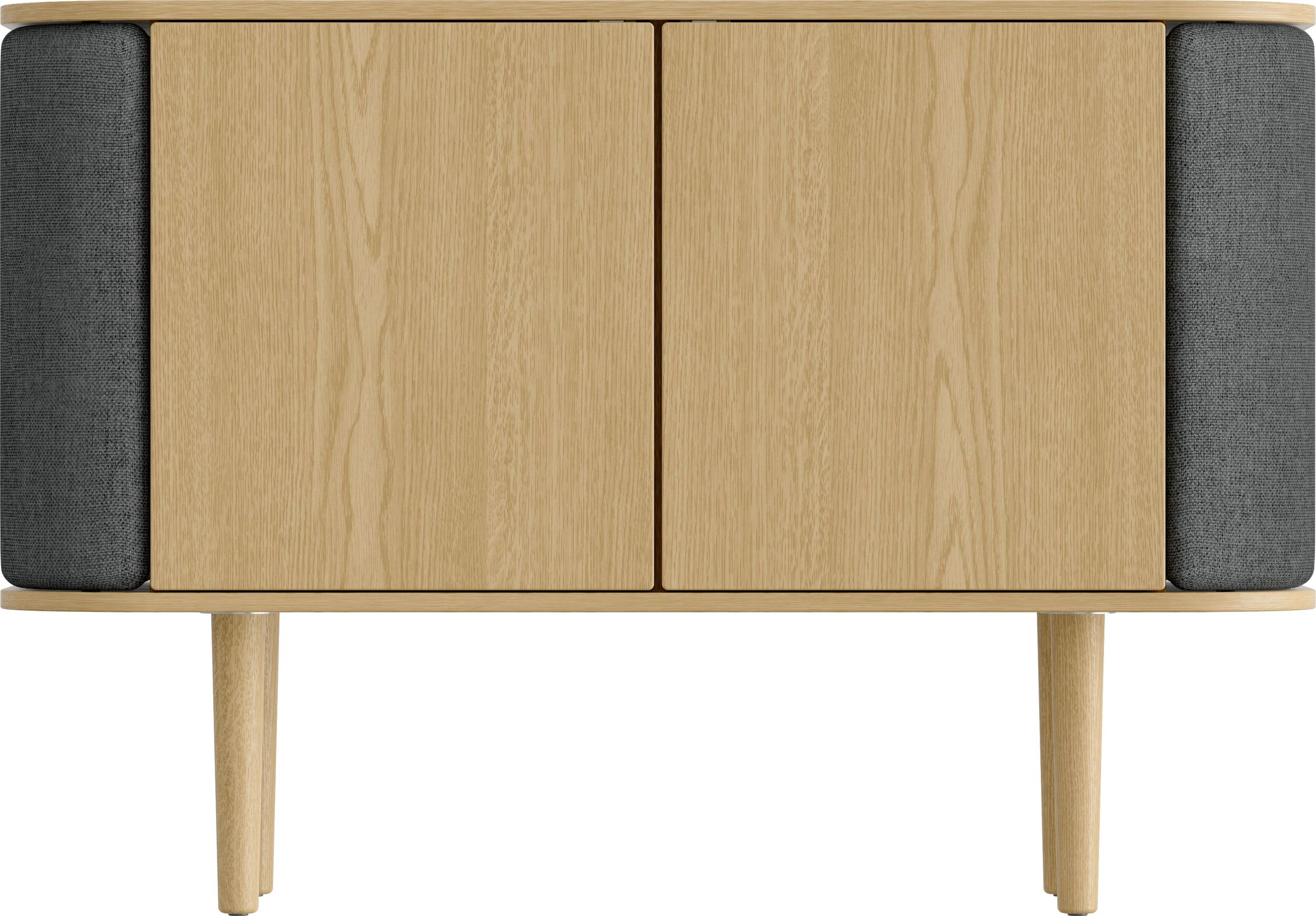 Komoda dwudrzwiowa Treasures dąb i ciemnoszara tkanina