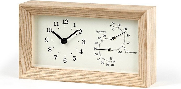 Zegar z termometrem i higrometrem Frame jasny