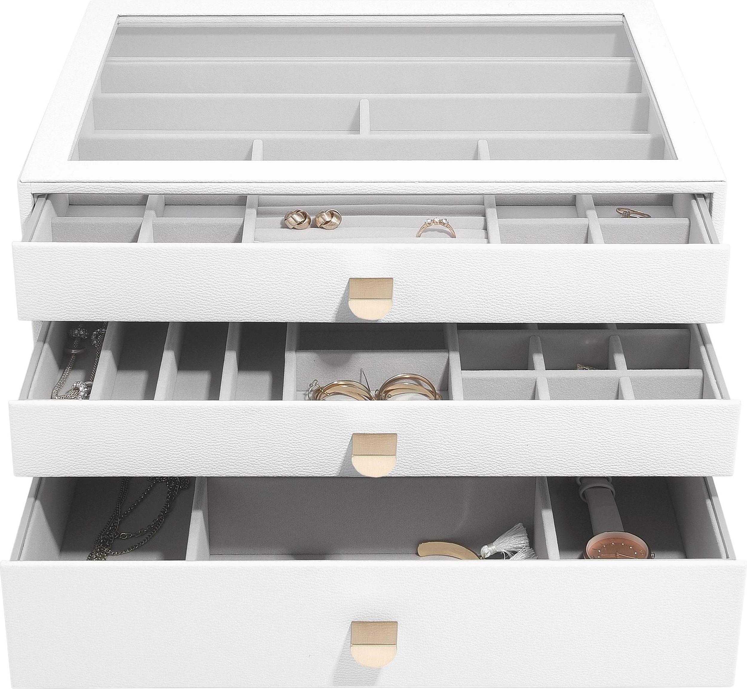 Szkatułka na biżuterię Stackers Pebble supersize biała z 3 szufladami