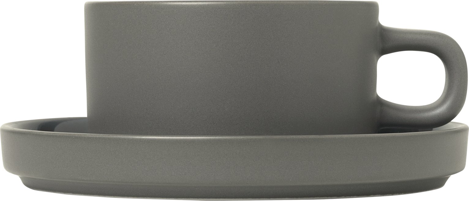 Filiżanka Pilar 200 ml pewter z podstawką 2 szt.