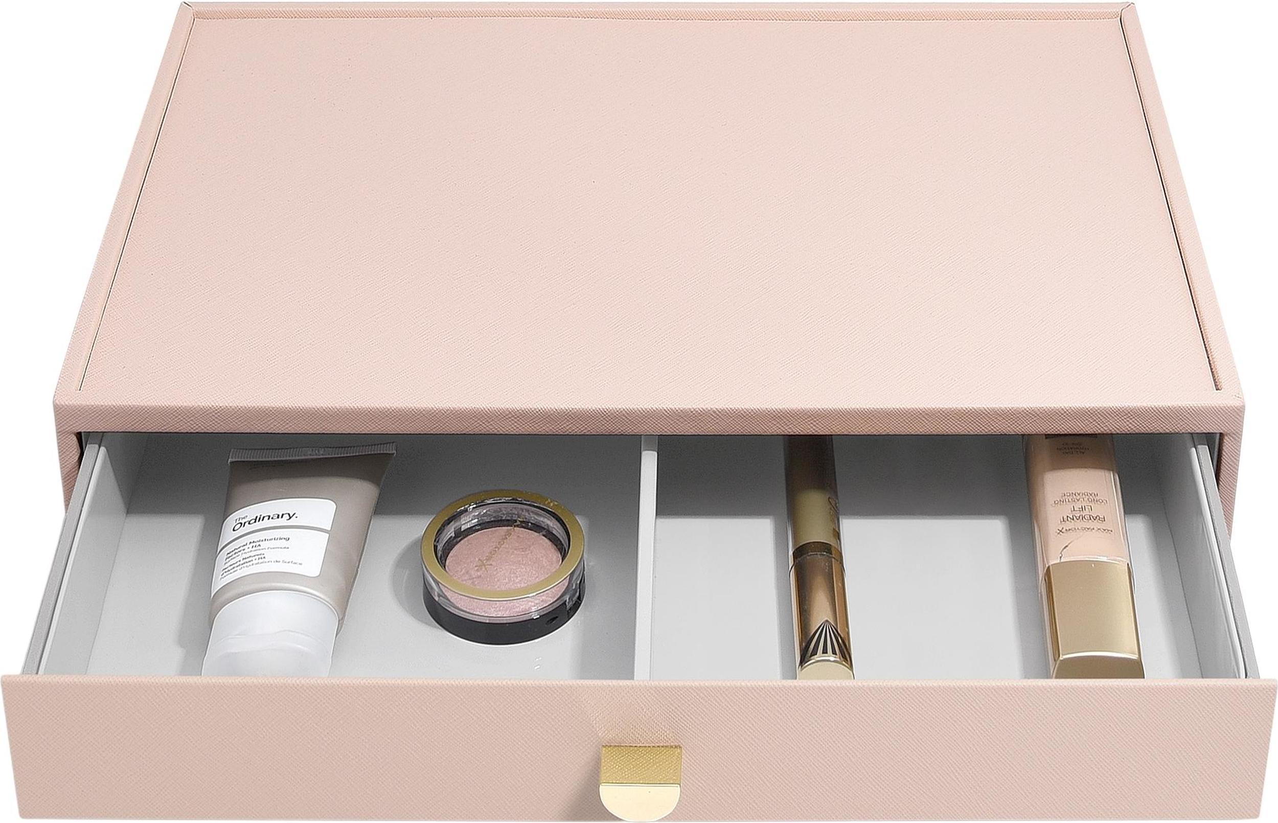 Organizer na kosmetyki Stackers supersize różowa z szufladą z podziałką