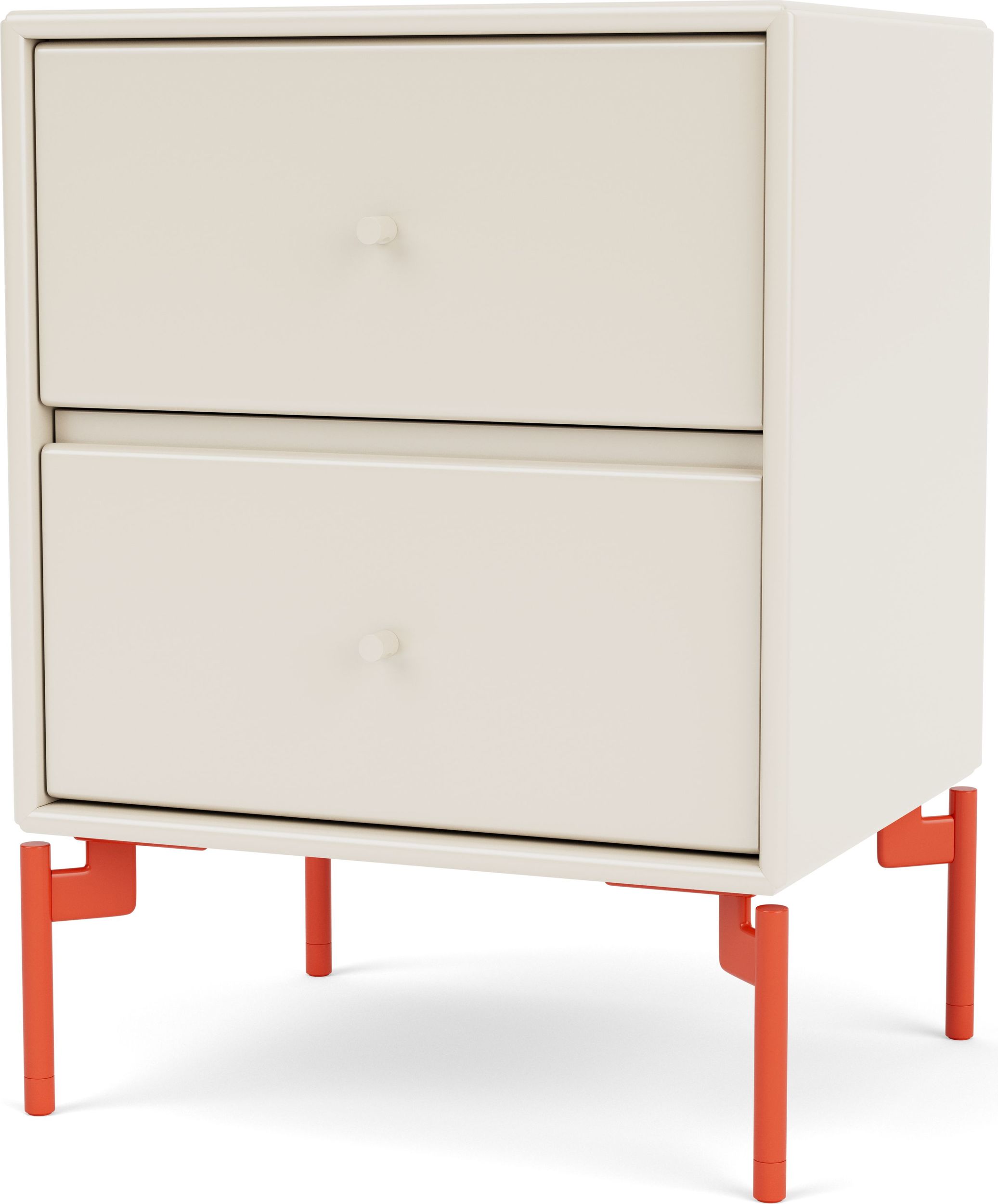 Szafka nocna Drift jasnobeżowa na czerwonych nogach