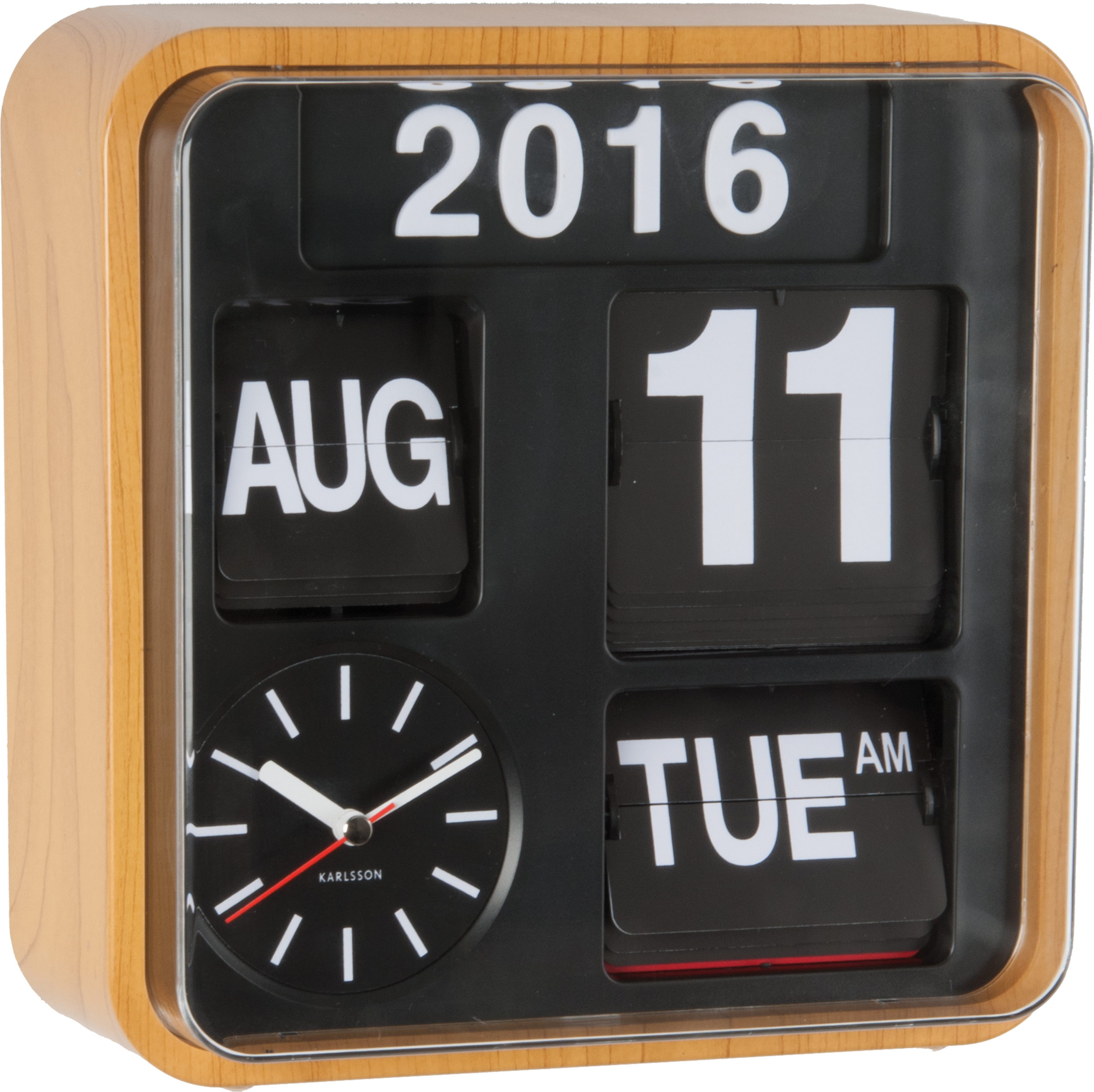 Zegar ścienny Mini Flip bambusowy