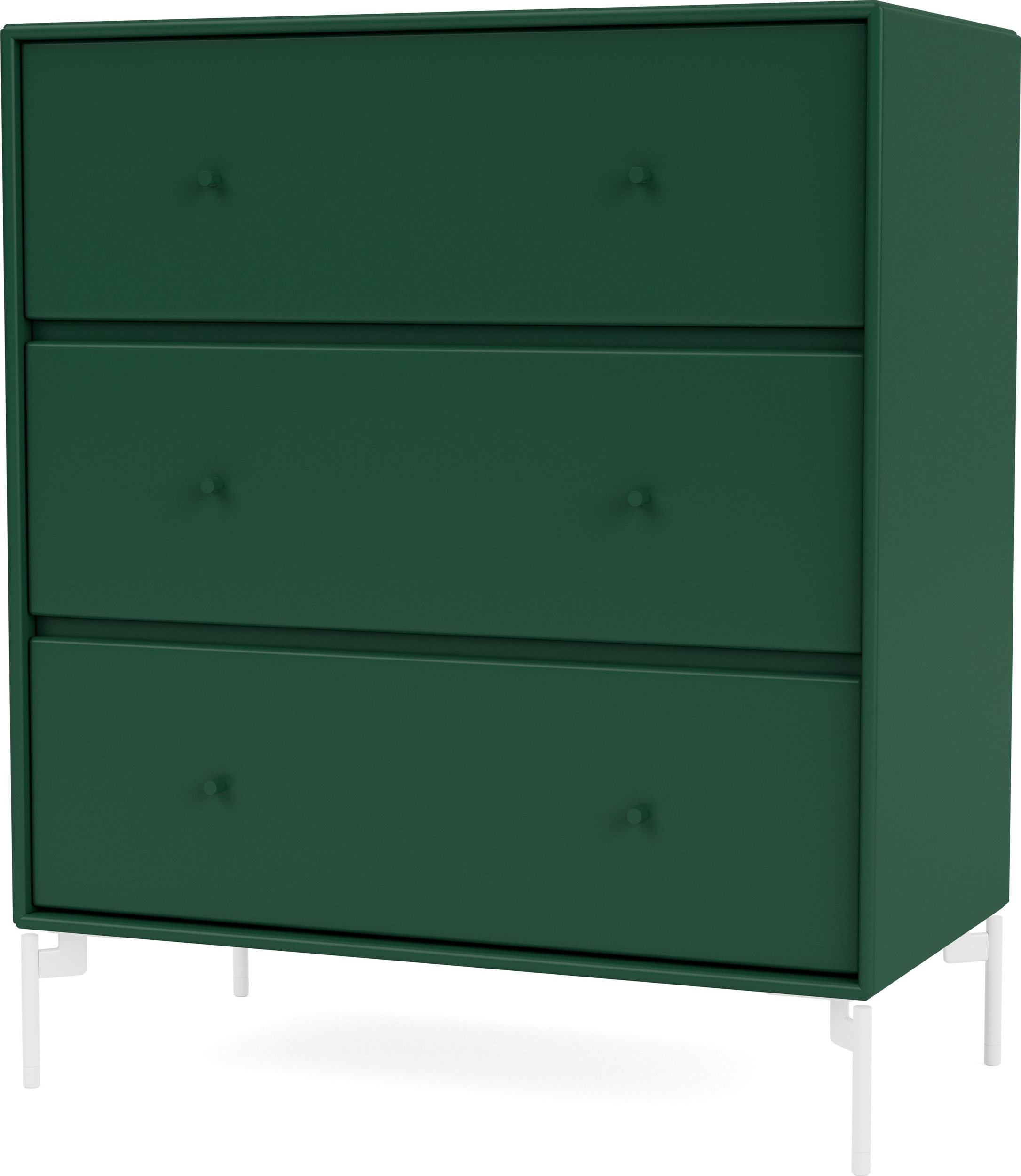 Komoda Carry ciemnozielona na białych nogach