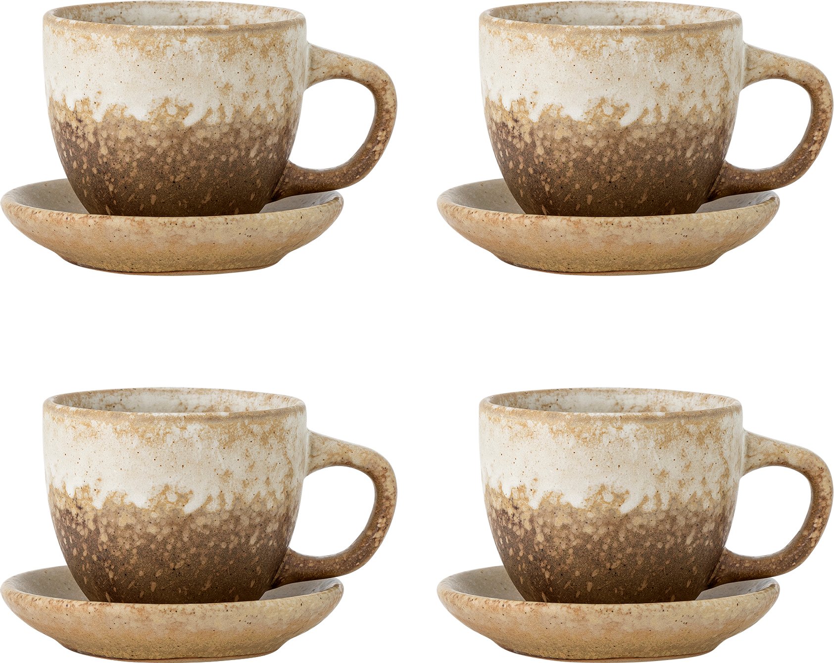 Filiżanki ze spodkami Brenta 185 ml brązowo-beżowe 4 szt.
