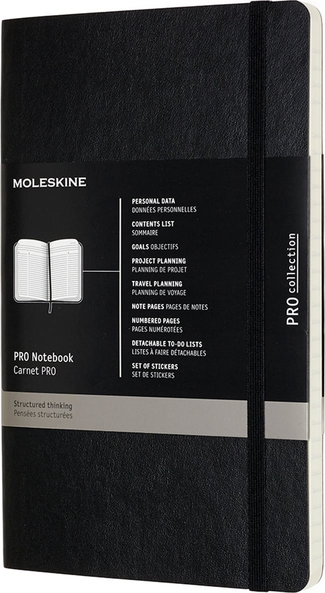 Notes w linię Moleskine Professional L 192 strony czarny miękka oprawa