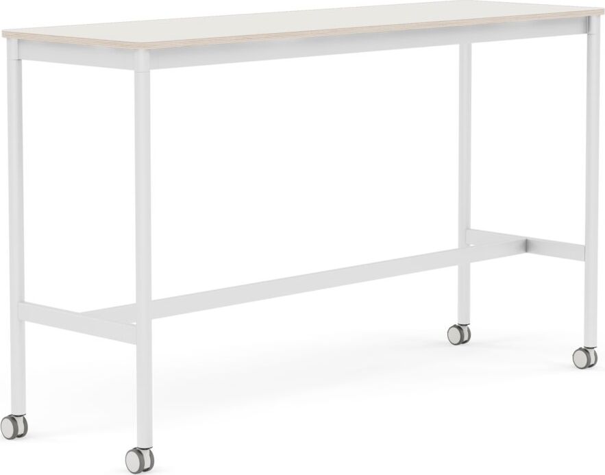 Stół na kółkach Base 50 x 160 x 95 cm biały nanolaminat nogi białe