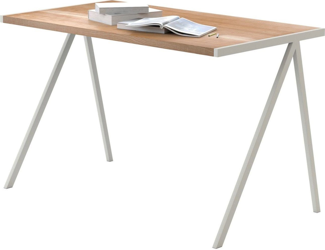 Biurko elg dębowy blat kremowa rama