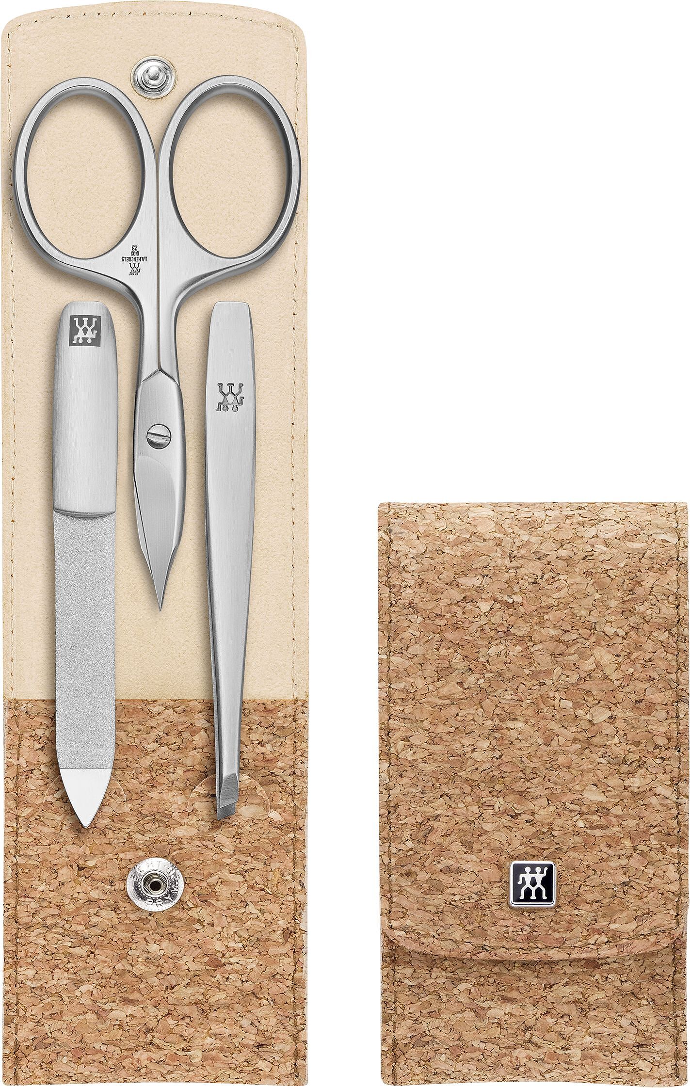 Akcesoria do manicure Twinox w korkowym etui 3 el.