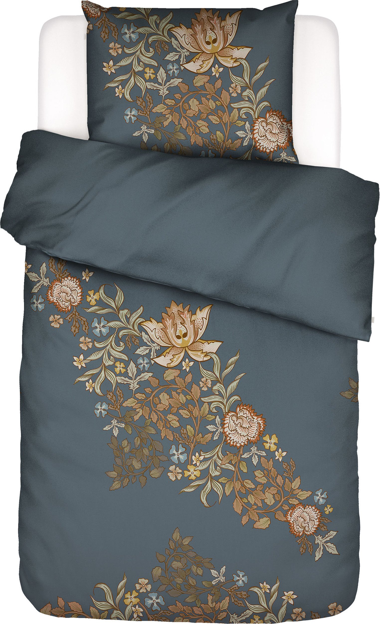 Pościel Amelie 140 x 200 cm ciemnoniebieska z poszewką na poduszkę 70 x 90 cm zapięcie suwak