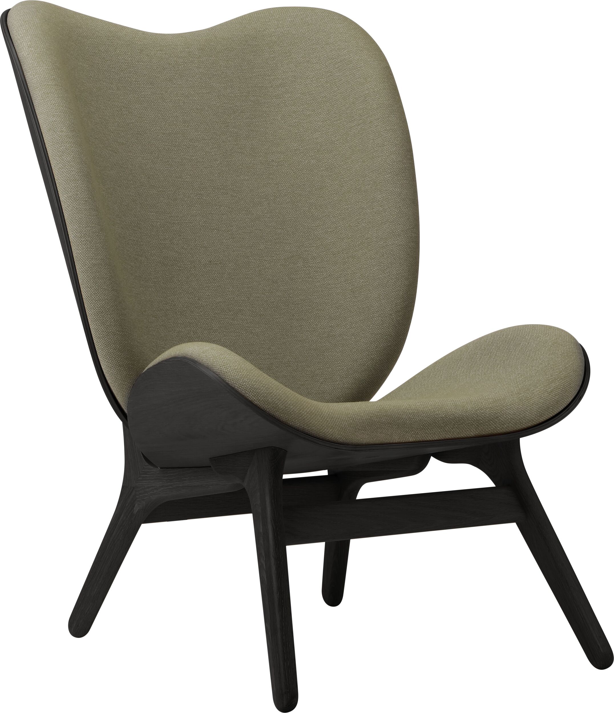 Fotel Conversation Piece 106 cm jasnozielony na czarnych dębowych nogach