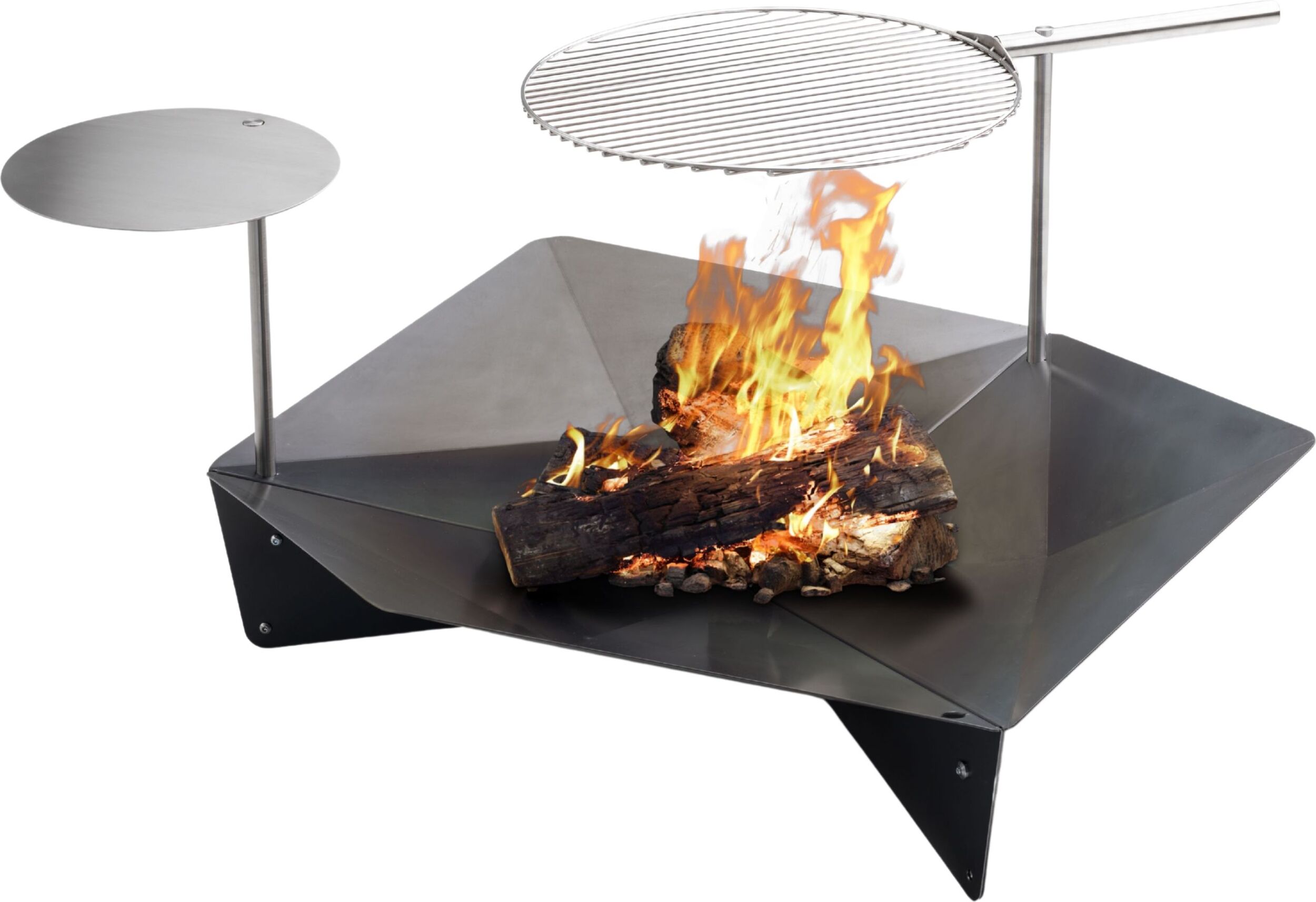 Palenisko Triple 120 cm z rusztem i stolikiem 3 el.