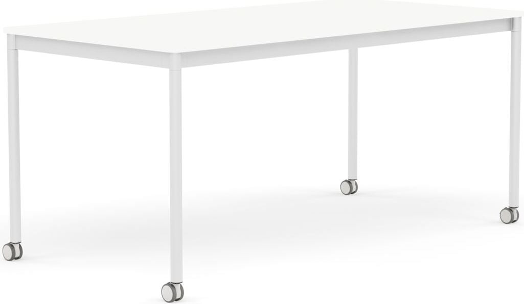 Stół na kółkach Base 80 x 160 cm biały laminowany ABS nogi białe