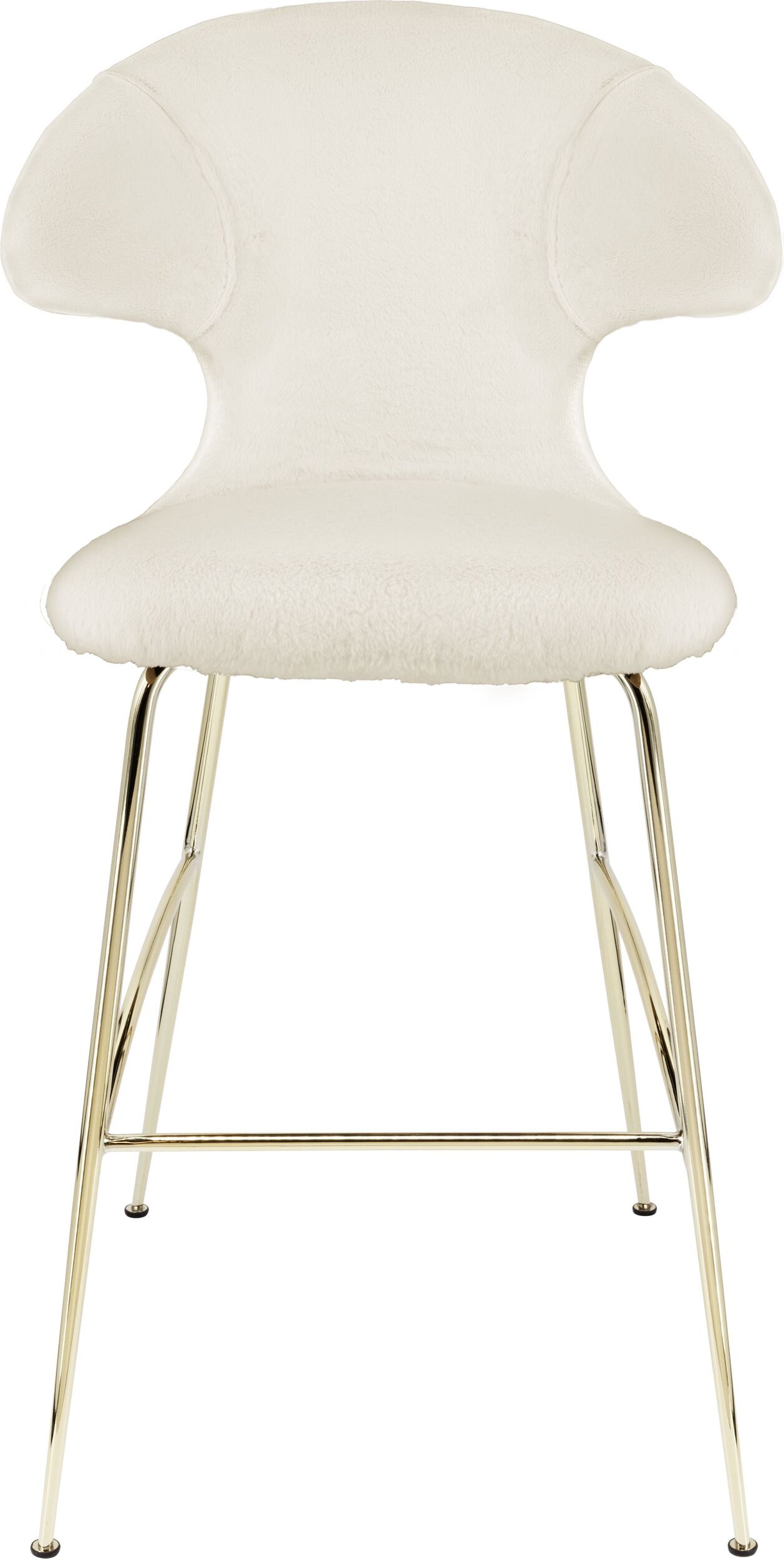 Krzesło barowe Time Flies Teddy białe na mosiężnych nogach